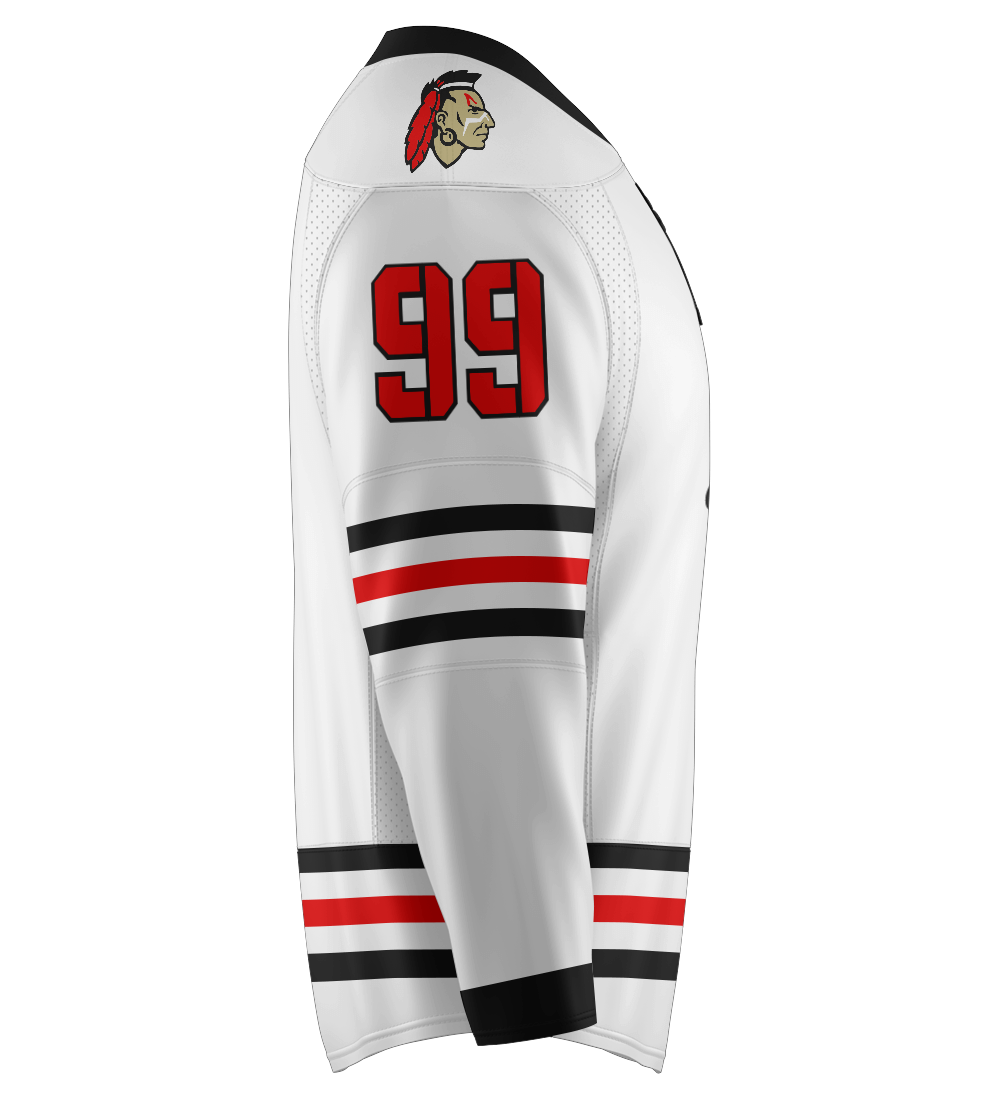 Custom Hockey Jerseys with a Blackhawk Logo and Shoulder Patches – Tally  Hockey Jerseys