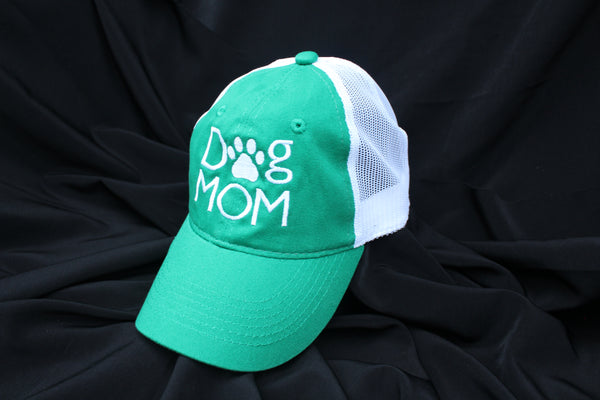 Dog Mom  - White Mesh Back with White Logo