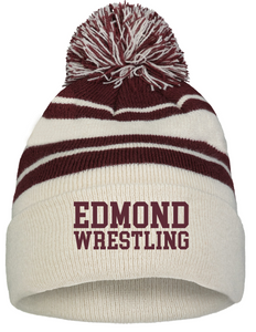 Edmond Wrestling 25 Knit Fold Over Pom Pom Beanie (2 Colors)